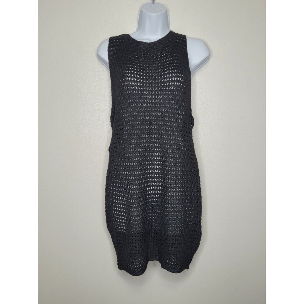 Black open knit open side cover up beachy vacation dress size large